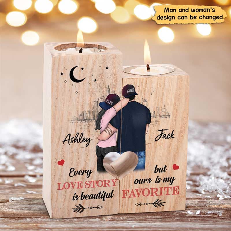 Our Love Story Is My Favorite Personalized Candle Holder