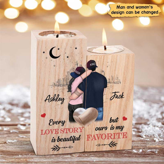 Our Love Story Is My Favorite Personalized Candle Holder