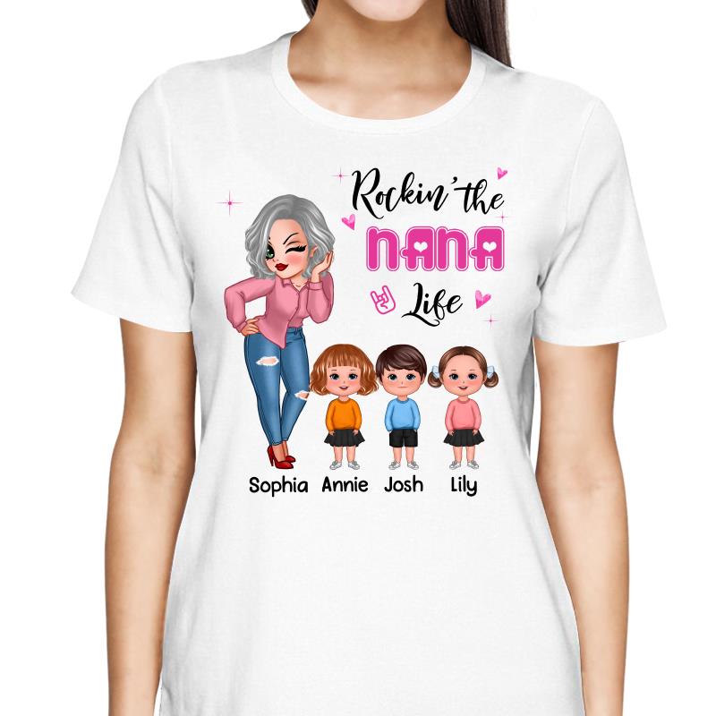 Rockin‘ Grandma Life Sassy Woman & Doll Kid Personalized Shirt