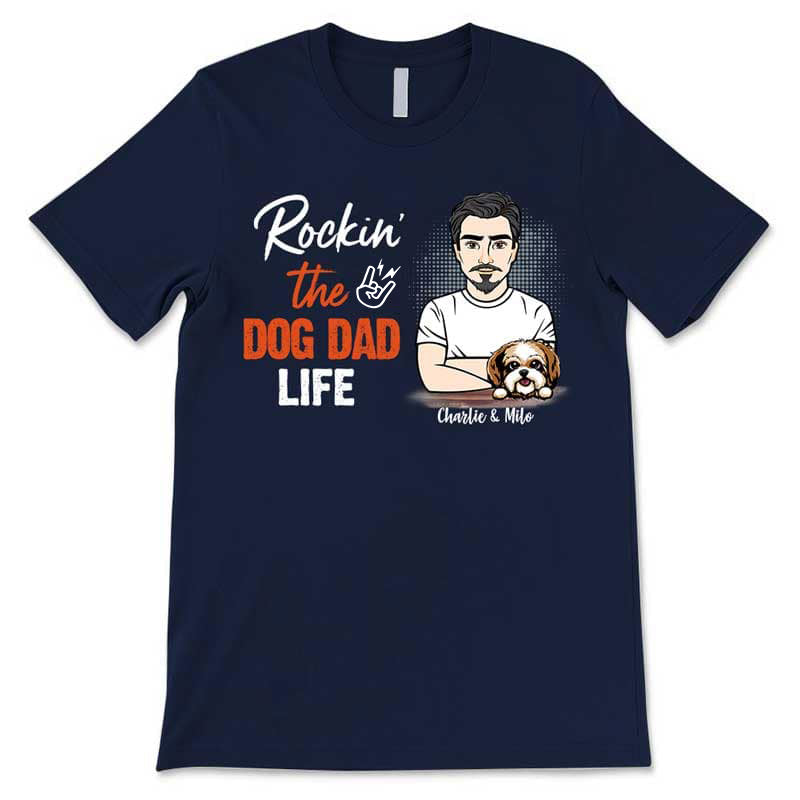Rockin‘ Dog Dad Life Old Man Personalized Dark Color Shirt