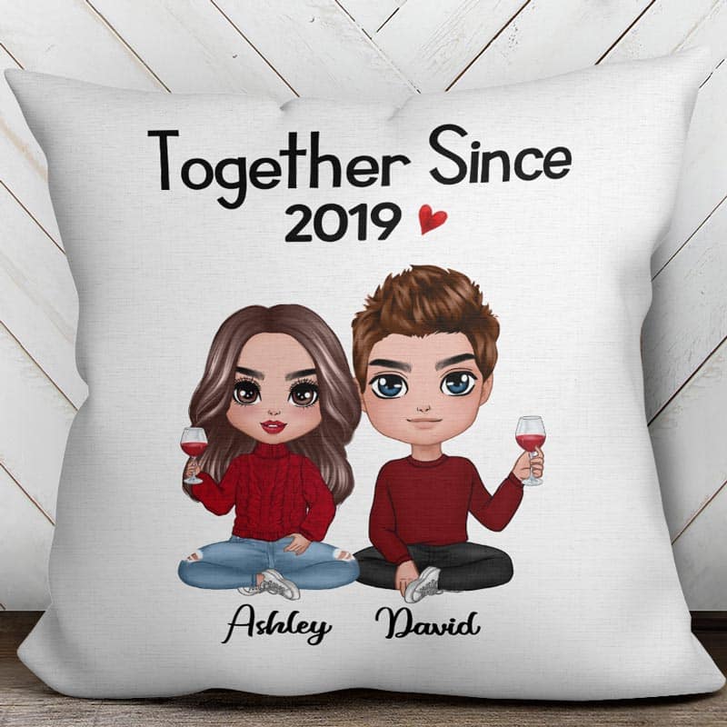 Doll Couple Sitting Together Since Christmas Pillow (Insert Included) -  Lailorp