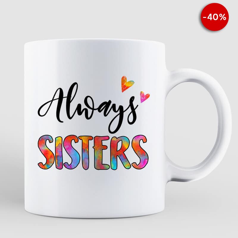 Colorful Patterned Sitting Doll Besties Sisters Siblings Personalized Mug