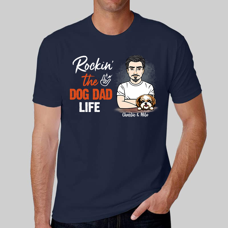Rockin‘ Dog Dad Life Old Man Personalized Dark Color Shirt