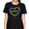 Grandma Mom Heart Hand Print Personalized Shirt