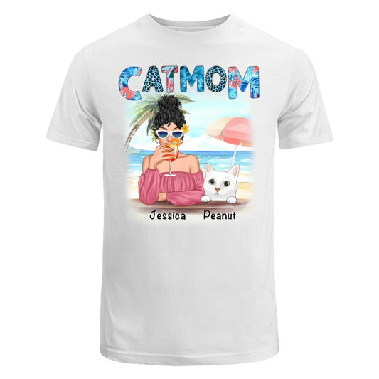 Cat Mom Summer Patterned Personalized Shirt